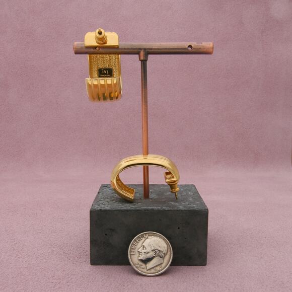 ivi los angeles sterling silver 18k gold plate signature oval hoop earrings - Picture 2 of 3